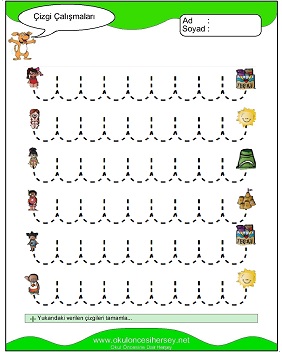 okul öncesi çizgi çalışma sayfaları